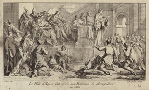Louis I, hertug av Anjou, regent av kong Charles VI av Frankrike, takker folket i Montpellier