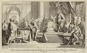 Besittelse av fylket Toulouse tatt i navnet til kong Filip III av Frankrike av Charles Nicolas II Cochin