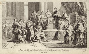 Omvendte katarer erklærer sin tro på den katolske religionen i Toulouse katedral, Frankrike av Charles Nicolas II Cochin