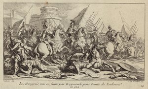 Den ungarske hæren satt på flukt av Raymond Pons, greve av Toulouse, 924 (gravering) av Charles Nicolas II Cochin