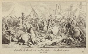 Hærene til hertugen av Berry og greven av Foix kjemper i slaget ved Revel, Frankrike av Charles Nicolas II Cochin