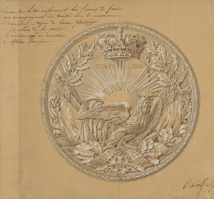 Design for medaljen til minne om charteret av 1830, 1830. av Charles Nicolas Odiot