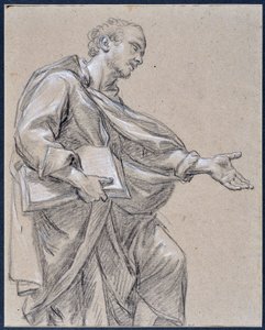 Drapee-figur som holder en bok (tegning)