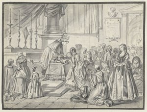 Kirkelig scene med korsdyrkelse på langfredag av Charles Parrocel