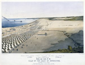 Fugleperspektiv av Okkupasjonshærens leir, kommandert av genl. Skredder. Nær Corpus Christi, Texas, [fra nord] oktober 1845. av Charles Parsons