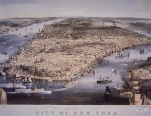 City of New York, trykt og utgitt av N. Currier av Charles Parsons