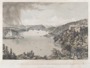 Hudson River Portfolio: Ser sørover fra Battery Knox, West Point av Charles Parsons after Benjamin Bellows Grant Stone