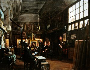 Møte i styret for Artesian Society of the Friends of the Arts, etter 1874 av Charles Paul Etienne Desavary