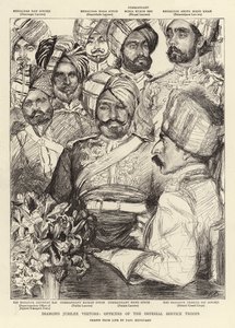 Diamantjubileumsbesøkende, offiserer for de keiserlige tjenestetroppene av Charles Paul Renouard
