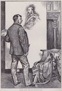 Frank Holl, maler i studioet sitt (gravering) av Charles Paul Renouard