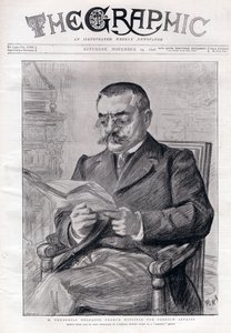 Portrett av Theophile Delcasse (1852-1923), fransk politiker og utenriksminister. av Charles Paul Renouard