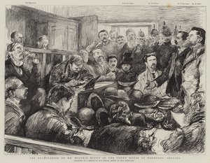 Undersøkelsen av Wilfrid Blunt i Court House i Woodford, Irland