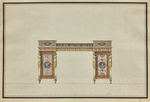 Design av et skrivebord, c. 1800.