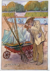 Båthandleren ved Tuileries Garden i 1909 Tegning av Charles Pezeu dit Carlopez (20. århundre) av Charles Pezeu Carlopez