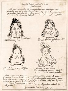 Croquades made at the hearing of November 14 - cartoon Louis Philippe in pear by Charles Philipon (1800-1862) - 1832 - (Louis-Philippe gradually turning into a pear)