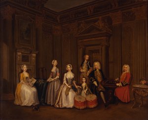 Portrett av Algernon Seymour, Lord Hertford (senere 7. hertug av Somerset) med oberst Tomkins Wardour, oberst Browne, Lord Beauchamp, Frances, Lady Hertford, Lady Elizabeth Seymour og frøken Herbert