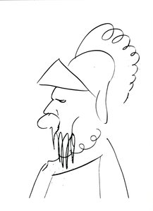 Mann med hjelm (penn og blekk på papir) (s/hvitt bilde) av Charles Pierre Baudelaire