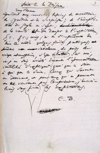 Prosjekt for forordet til den andre utgaven av 'Les Fleurs du Mal' (penn og blekk på papir) av Charles Pierre Baudelaire
