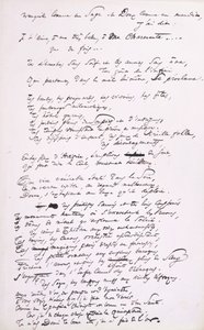 Prosjekt for forordet til den andre utgaven av 'Les Fleurs du Mal' (penn og blekk på papir) av Charles Pierre Baudelaire