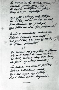 'Reve Parisien' autografdikt (penn og blekk på papir) (s/hvitt-bilde) av Charles Pierre Baudelaire