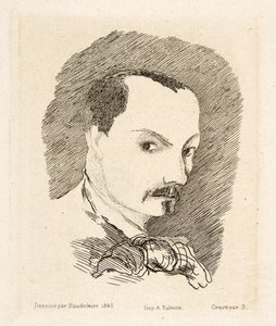 Selvportrett av Charles Baudelaire, pub. 1869 (etsing) av Charles Pierre Baudelaire