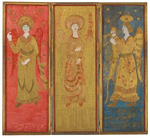 Tre-panels skjerm (omvendt), ca. 1916-17 (olje og bladgull på gessoed tre)