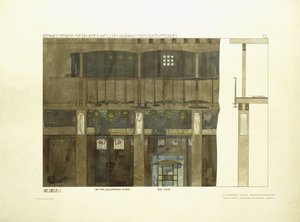 Entrance Hall, ca. 1901 (fargelitografi) av Charles Rennie (after) Mackintosh
