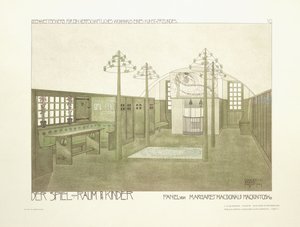 Barnehage, ca. 1901 (fargelitografi) av Charles Rennie (after) Mackintosh
