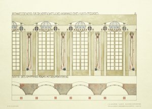 Mottaks- og musikkrom, ca. 1901 (fargelitografi) av Charles Rennie (after) Mackintosh