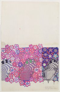 Blå og rosa tobakksblomstdesign av Charles Rennie Mackintosh