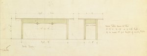 Design for et spisebord og et lite bord (akvarell) av Charles Rennie Mackintosh