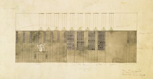 Design for vegg, bord og dører, 1905 (wc over penn og blekk på papir) av Charles Rennie Mackintosh