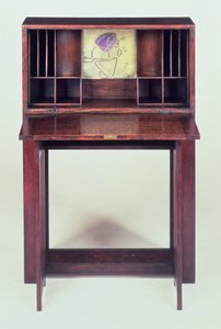Skrivebord for det blå soverommet på Houshill, 1904 (åpent, se 45594 for lukket) av Charles Rennie Mackintosh