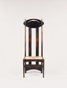 Høyrygget sidestol for Argyle Street Tea Rooms, Glasgow av Charles Rennie Mackintosh