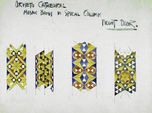 Orvieto Cathedral, Mosaic Bands in Spiral Column, Front Door, 1891 (blyant og akvarell på papir) av Charles Rennie Mackintosh