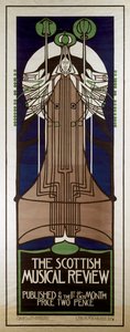 Plakat som reklamerer for Scottish Musical Review av Charles Rennie Mackintosh