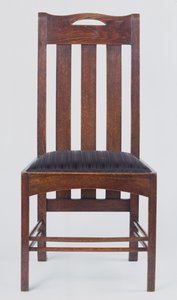 Sidestol, en av et par, laget for Miss Cranstons Argyle Street Tearooms, Glasgow, 1896 (eik) av Charles Rennie Mackintosh