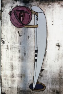 Hvitt skap designet for Mrs. Rowat, 1902 (tre, farget glass, emalje) av Charles Rennie Mackintosh