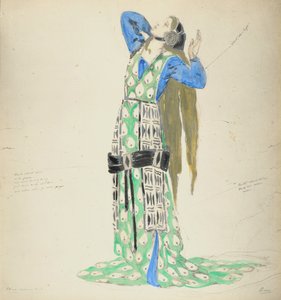 Kostymedesign for Bellengere i Le Mort de Tintagiles, 1912 (wc på papir) av Charles Ricketts