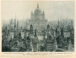 Et perspektivkonspektus av de viktigste verkene til Sir Christopher Wren