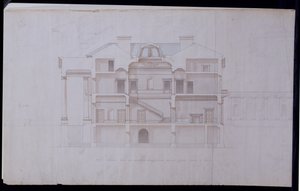 Design for Lough Crew House, County Meath, Irland, ca. 1825 (penn og blekk og wc på papir)