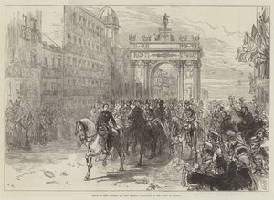 Innreise av kong Alfonso XII i Madrid, prosesjon i Calle de Alcala