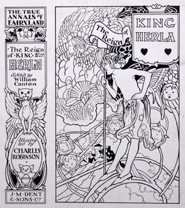 Forsideillustrasjon for The True Annals of Fairyland, The Reign of King Herla, redigert av William Canton, utgitt 1900 av Charles Robinson