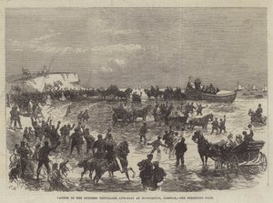 Lansering av Licensed Victualler Life-Boat i Hunstanton, Norfolk av Sir John Charles Robinson