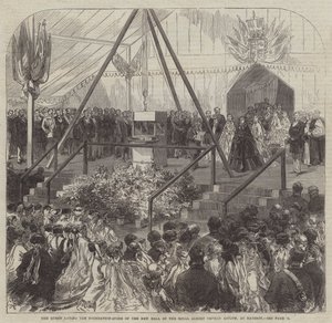 Dronningen legger grunnsteinen til den nye hallen til Royal Albert Orphan Asylum, ved Bagshot av Sir John Charles Robinson