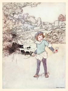 "This fair child of mine" frontispice fra "A Revival - When Forty Winters Shall Besiege Thy Brow" i The Songs and Sonnets of William Shakespeare av Charles Robinson