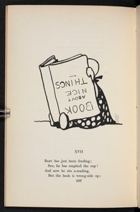 XVII. Et rim. Et barn som leser en bok opp ned. av Charles Robinson