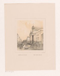 Utsikt over rådhuset i Rotterdam L'Hotel de Ville / Byhuset (tittel på objekt) Vues et monuments de la ville de Rotterdam / Utsikt og monumenter av byen Rotterdam (serietittel)