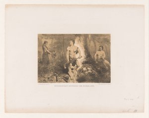 Menn, kvinne og barn i skogen kvener, eldste innbyggere i Nederland (tittel på objekt) av Charles Rochussen