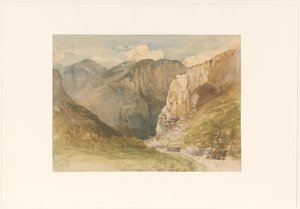 Oksekjerrer på en vei mellom fjellene i kantonen Sankt Gallen av Charles Rochussen